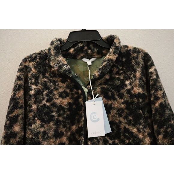 Calme by Johnny Was Size Small Printed Sherpa Fleece Jacket Brown/Multi - Picture 5 of 14